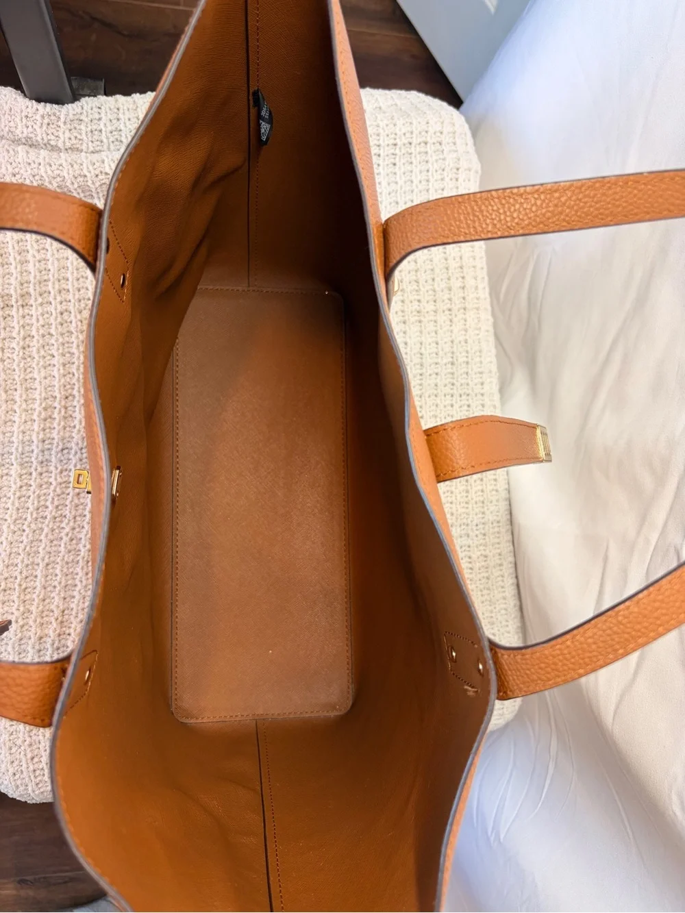 Michael Kors Karson Cognac Pebbled Leather Tote with Gold Hardware